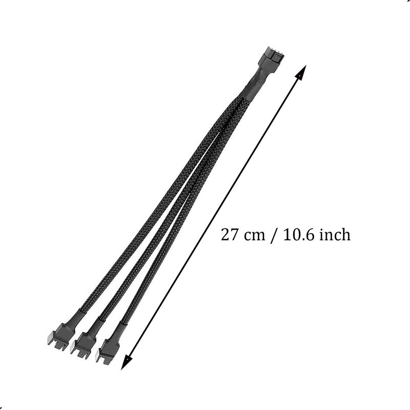 ThreeBulls 2 Pack 3 Way 4 Pin PWM Fan Splitter Cable, PC Extension Cable Converter for Computer ATX Case 4-Pin/3-Pin Cooling, 10.6" 1 to 3 - Image 2